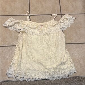 No Boundaries Cream Lace Off-Shoulder Blouse